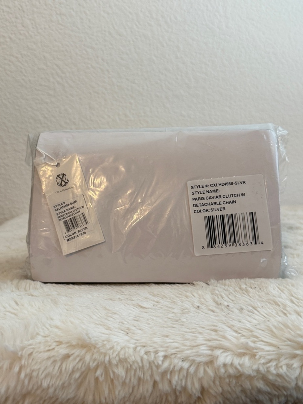 CXL by Christian Lacroix Silver Metallic Envelope Clutch w/ Detachable Chain NWT - Picture 12 of 12